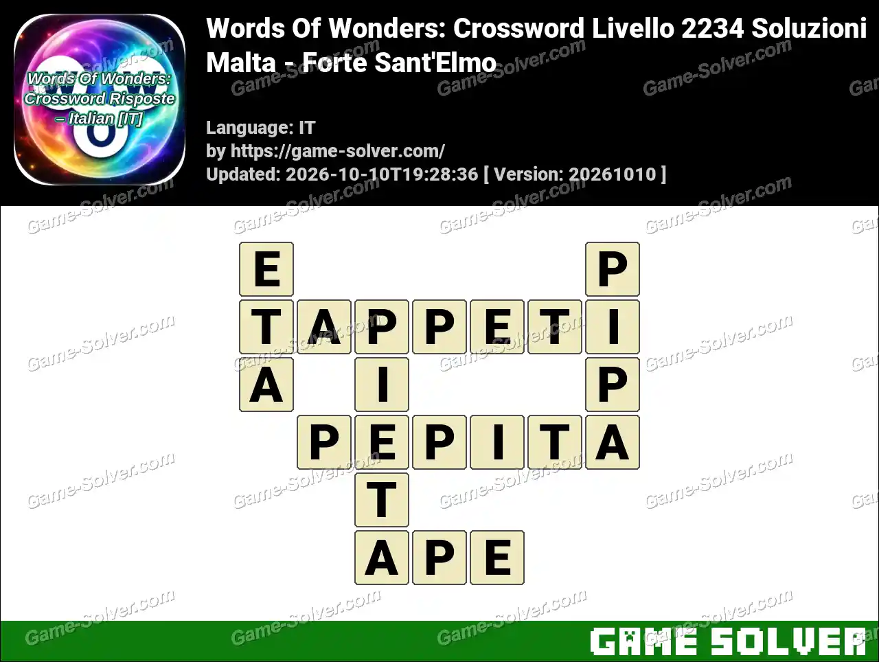 Words Of Wonders: Crossword Livello 2234 Soluzioni – Malta – Forte Sant’Elmo